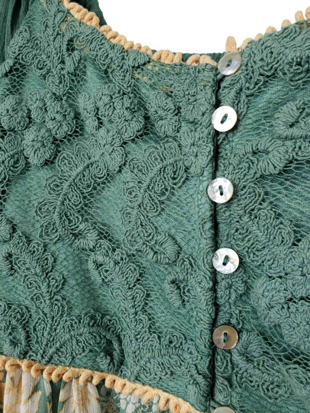 Miss Me Green Orange Milkmaid Mermaid Top Whimsigoth Medium Forest Fairy - Picture 3 of 12